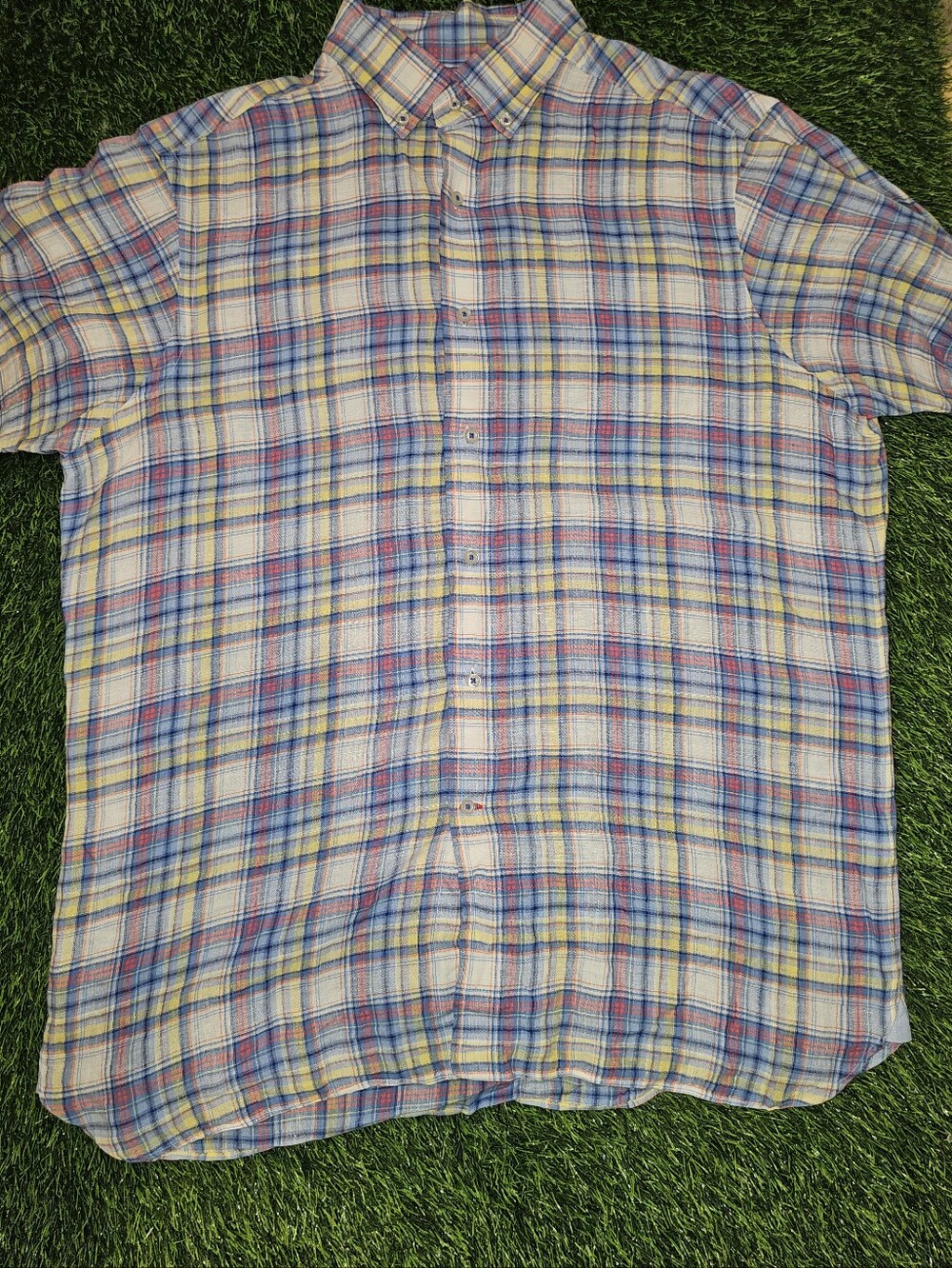 Cremieux 100% Linen Short Sleeve Button-Down Shirt - XL